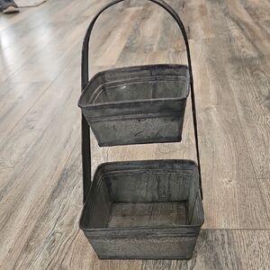 Two-Tier Galvanized Metal Storage Basket